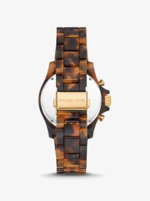 Oversized Everest Pavé Gold-Tone and Tortoiseshell Bio-Based Acetate Watch Product Image