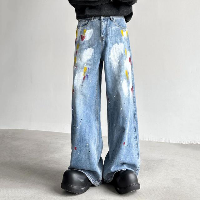 Retro Street Style Graffiti Jeans Product Image