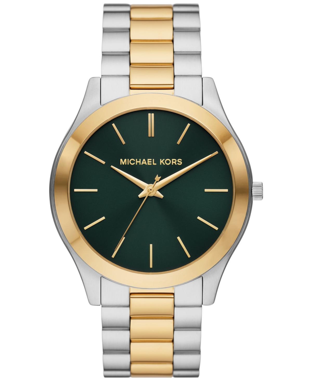 Michael Kors Mens Slim Runway Three-Hand Two-Tone Stainless Steel Watch 44mm Product Image