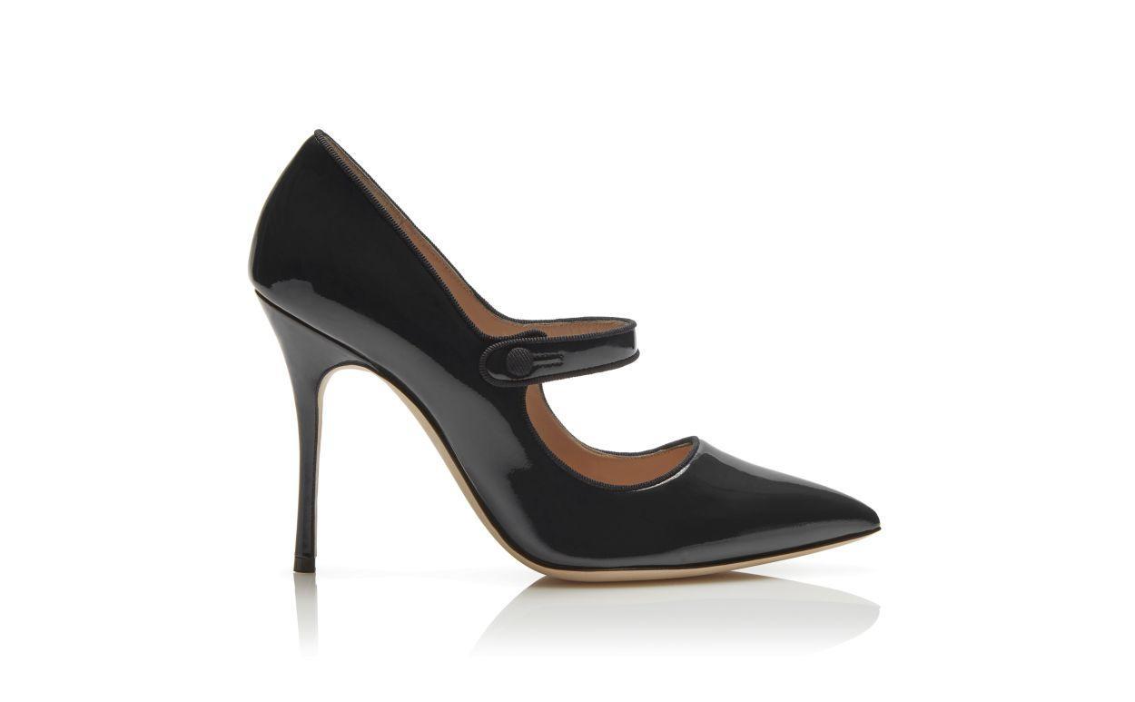 CAMPARINEW Black Patent Leather Pointed Toe Pumps Product Image