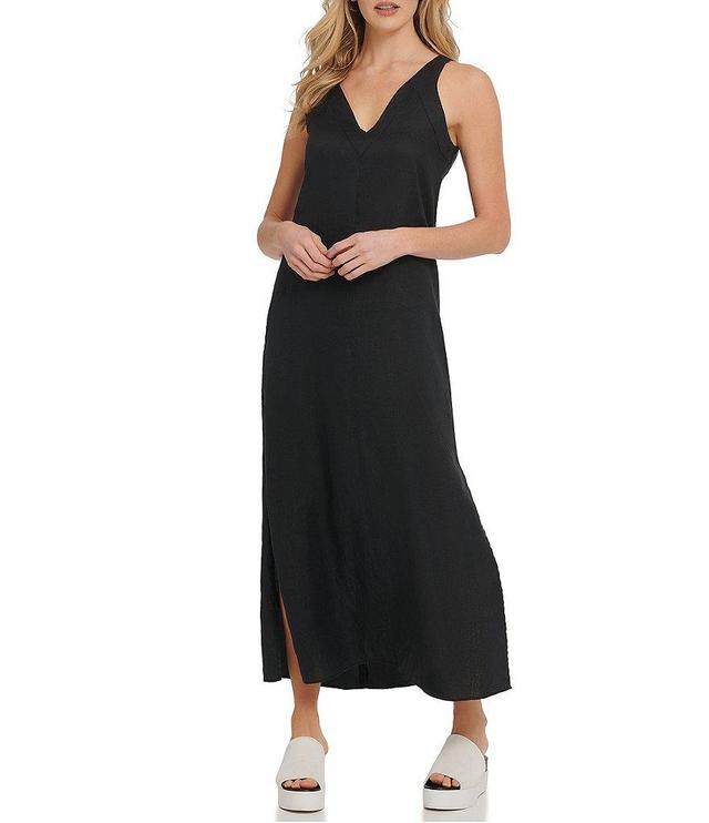 DKNY V-Neck Linen Maxi Dress Product Image