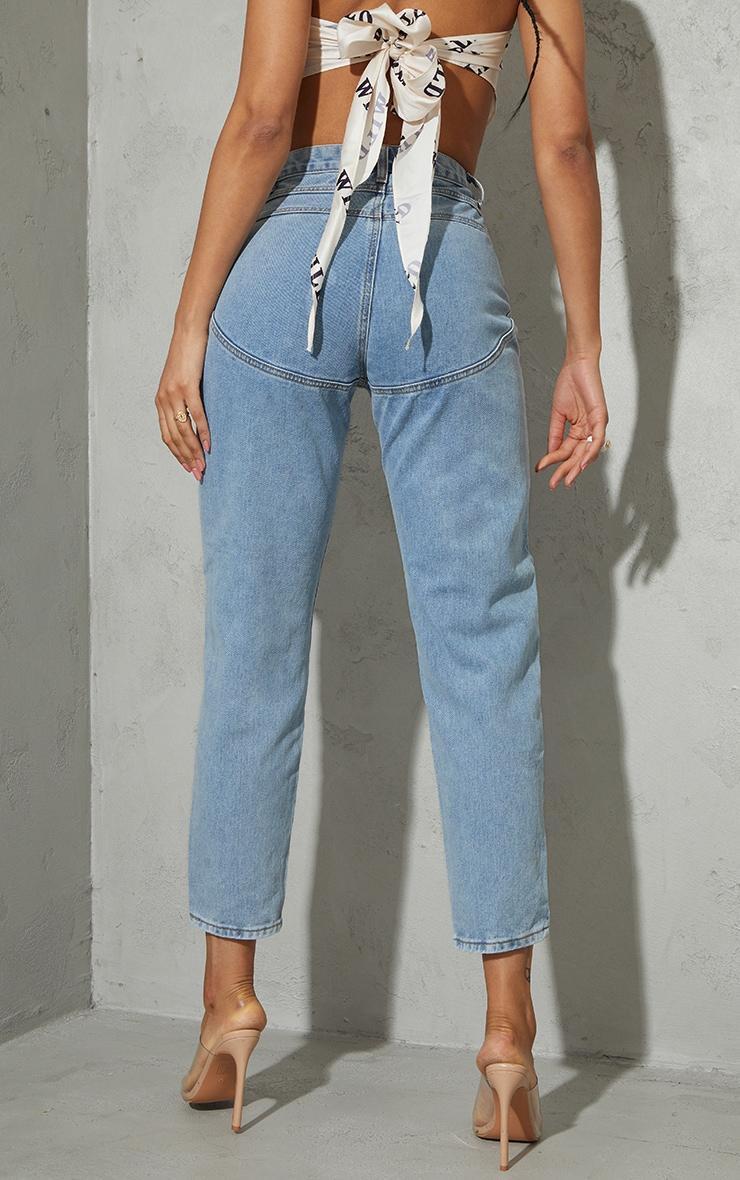 Light Blue Wash Bum Shape Mom Jeans Product Image