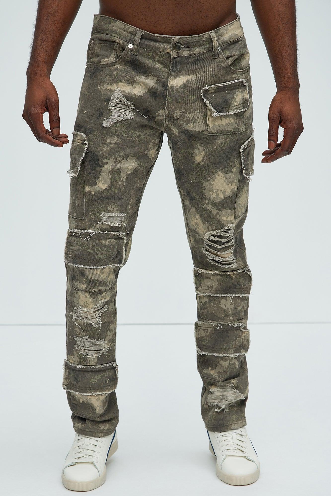 My Way Patched Straight Pants - Grey/combo Product Image