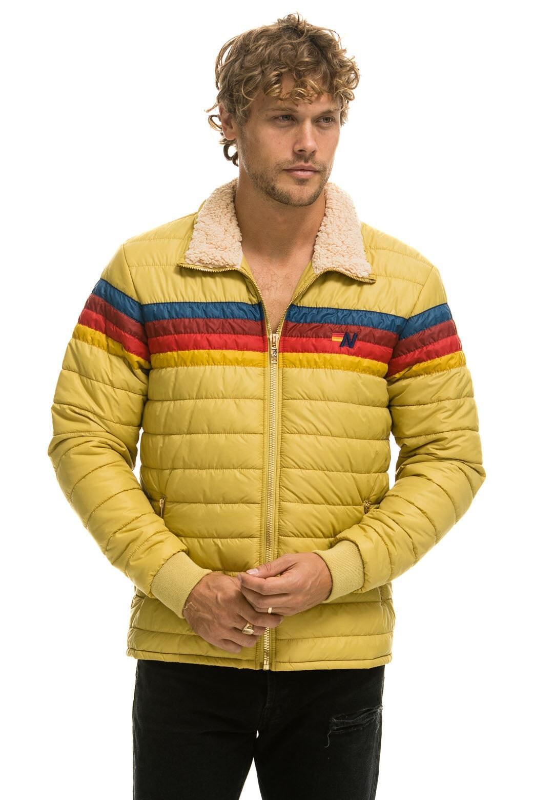 4 STRIPE RAINBOW SLEEVE JACKET  -  KHAKI Male Product Image