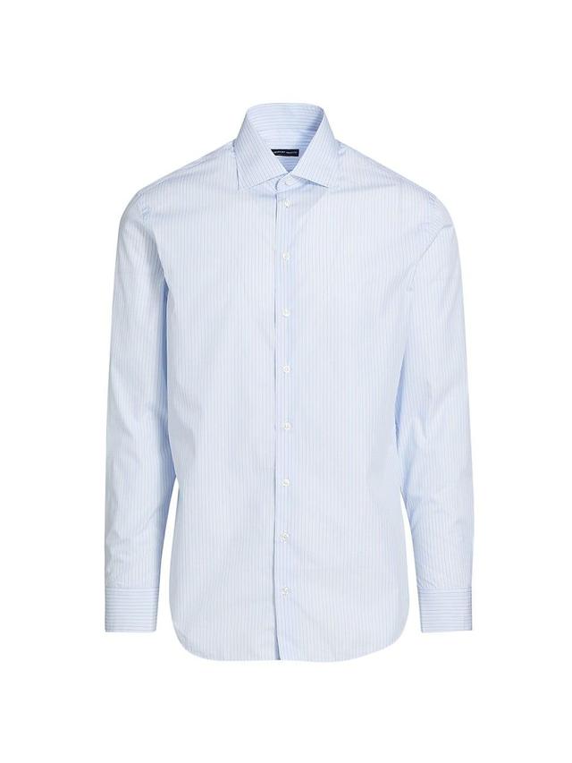 Mens Pinstriped Cotton Button-Front Shirt Product Image