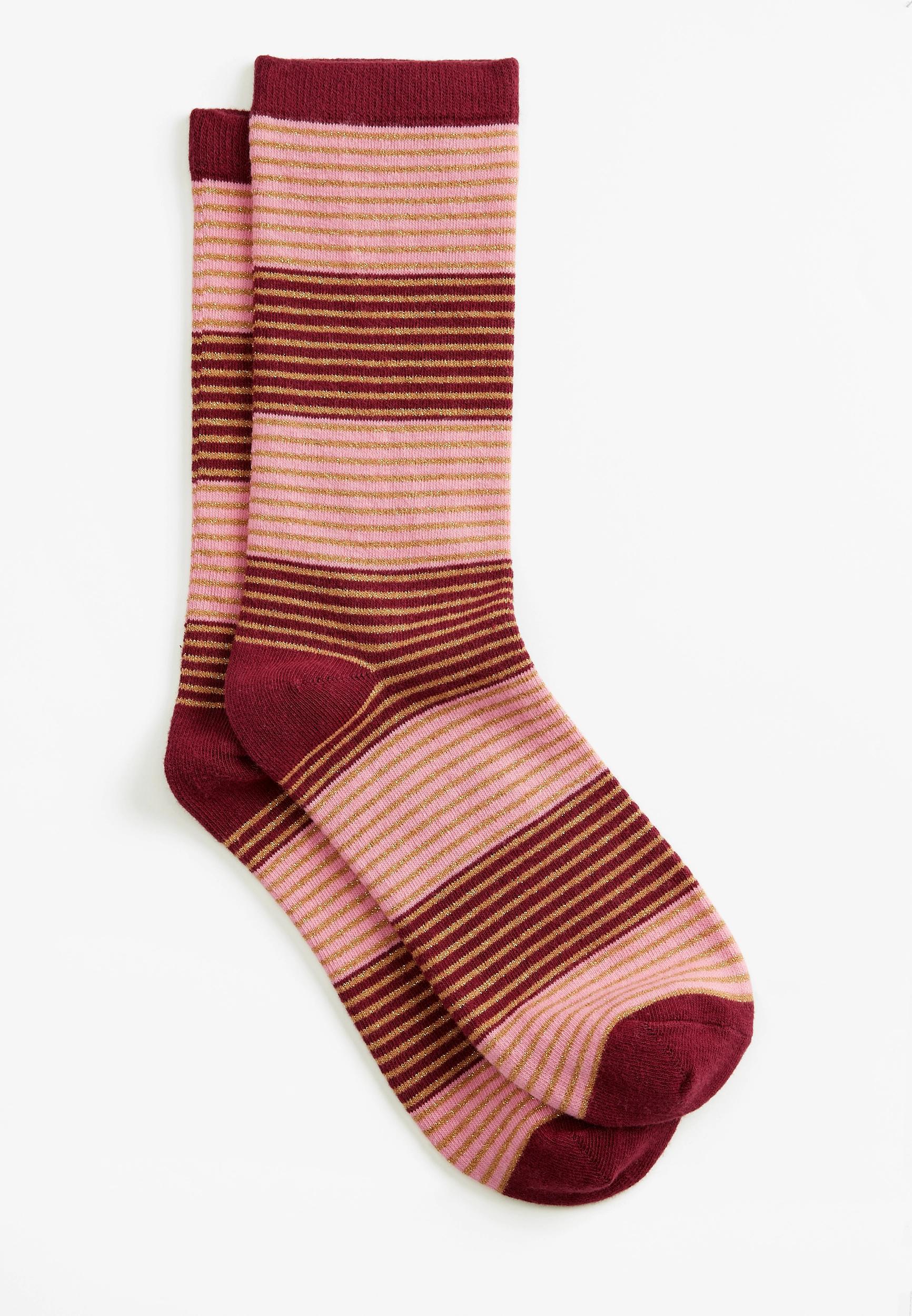 Maurices Womens Metallic Stripe Crew Socks Red Size One Size Product Image