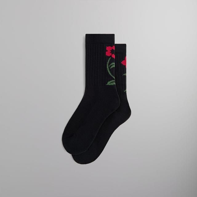 Kith Jacquard Rose Crew Socks - Nocturnal Male Product Image