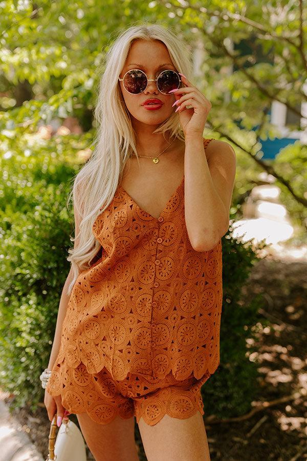 Under The Tucson Sun Crochet Top in Rust Product Image