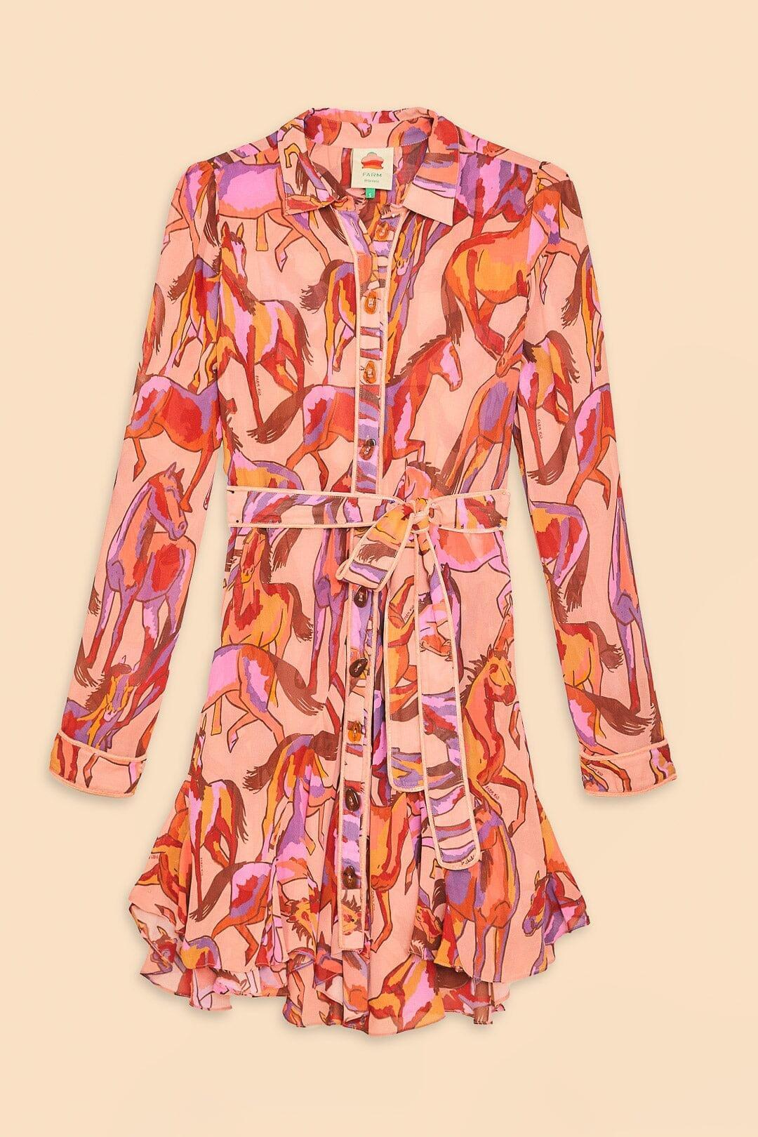 Rose Wild Horses Long Sleeve Mini Dress Product Image