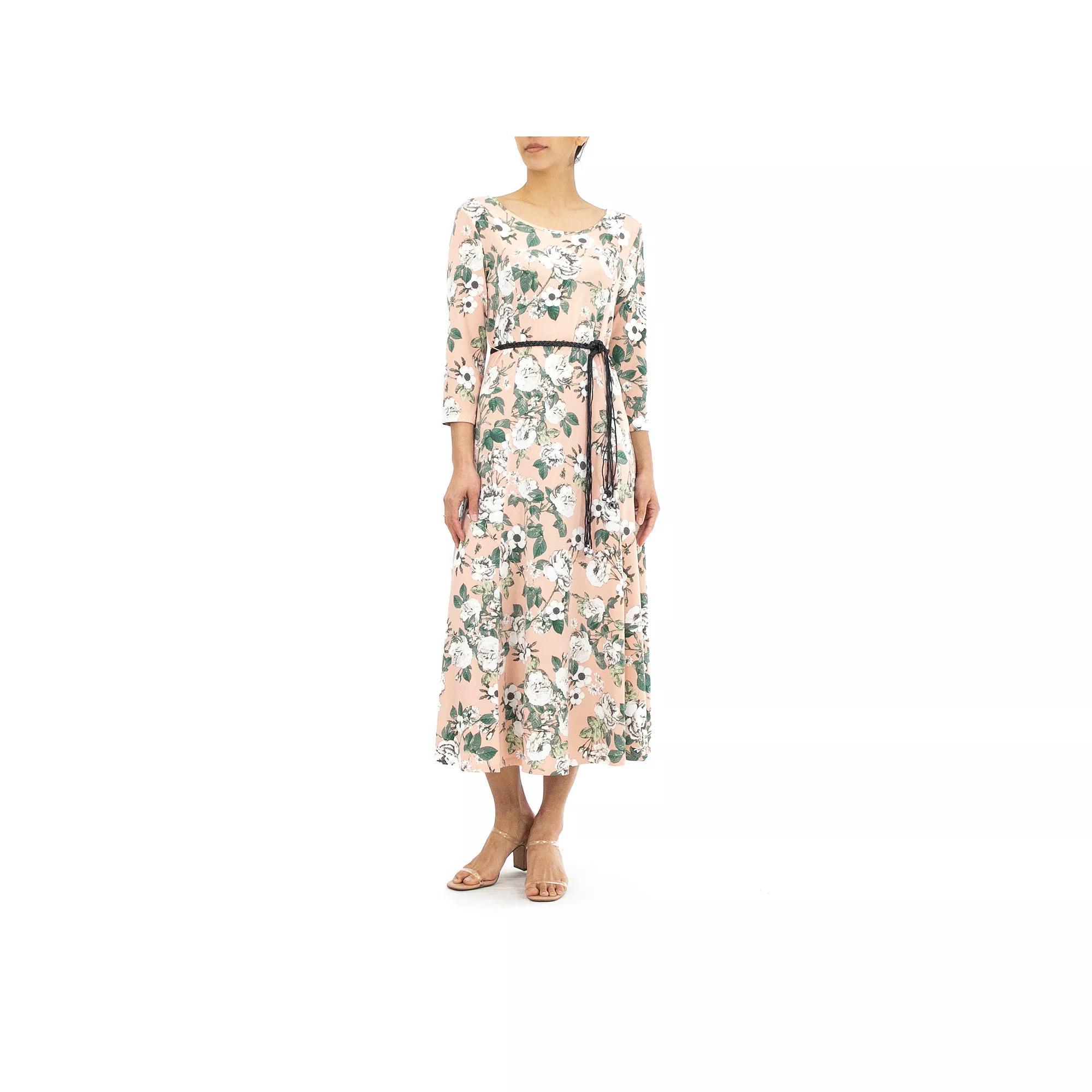 Women's Nina Leonard Sylvania Floral Midi Dress, Size: Small, Blush Pink Product Image