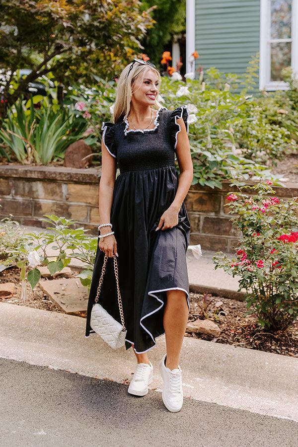 Mimosa Mingle Smocked Midi in Black Product Image