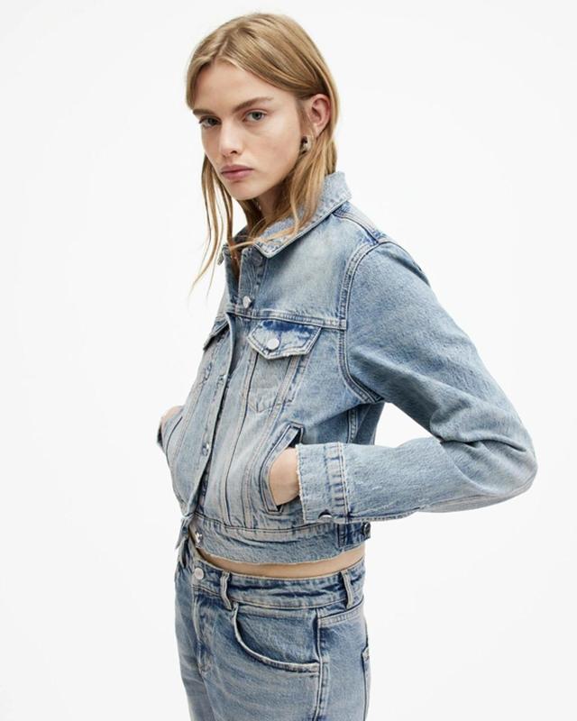 Juno Denim Trucker Jacket In Vintage Indigo Product Image