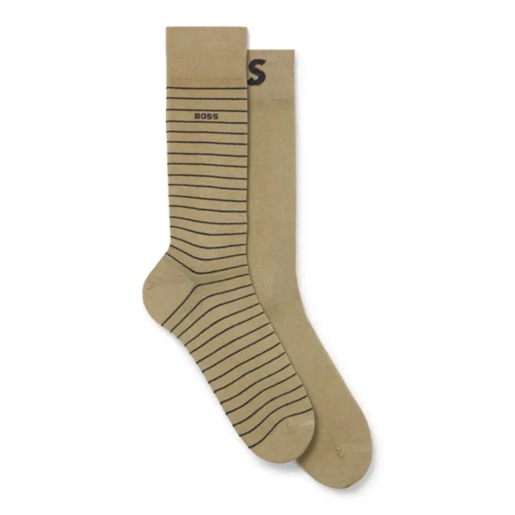 HUGO BOSS Two-pack Of Regular-length Socks In Stretch Cotton In Light Green Product Image