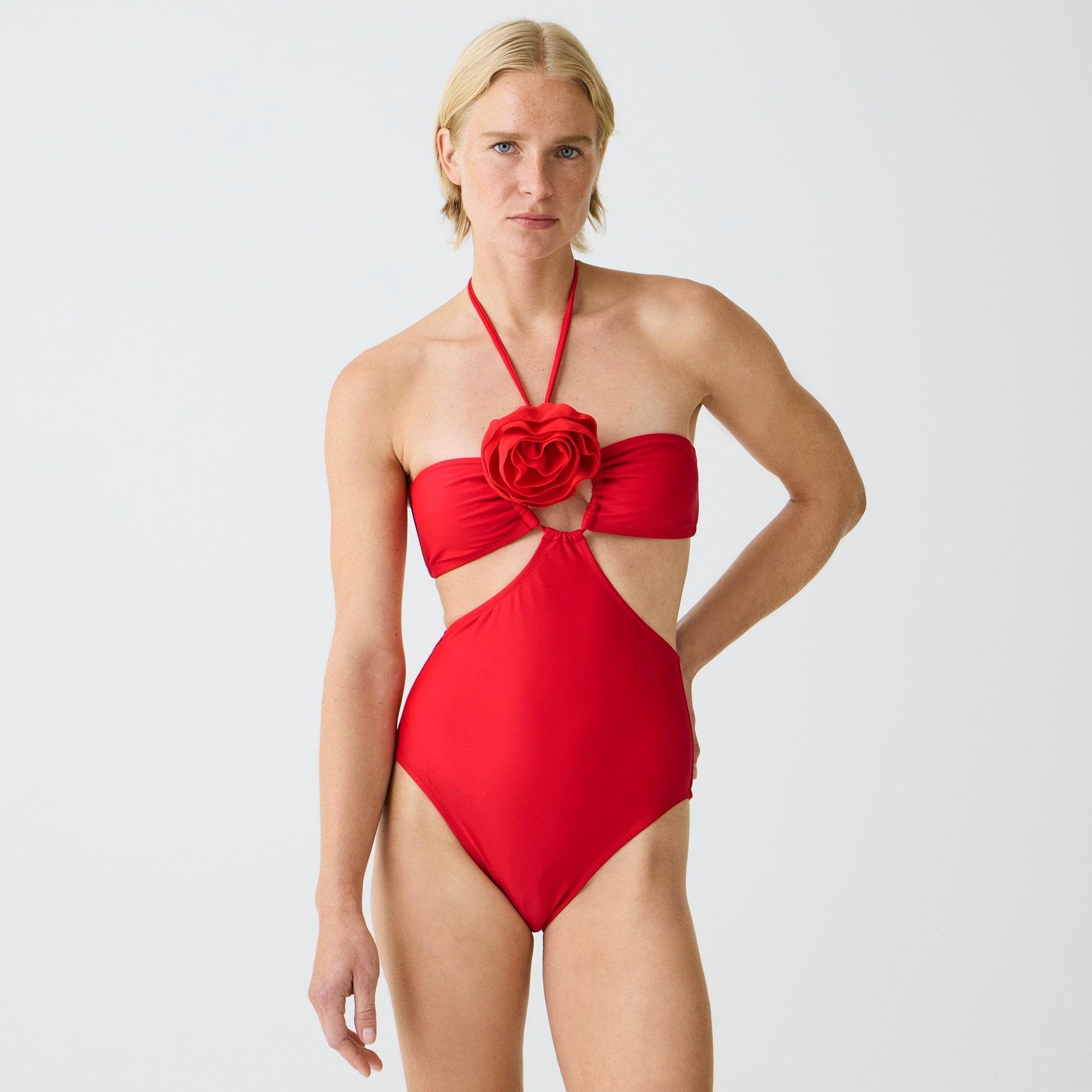 Rosette side-cutout one-piece swimsuit Product Image