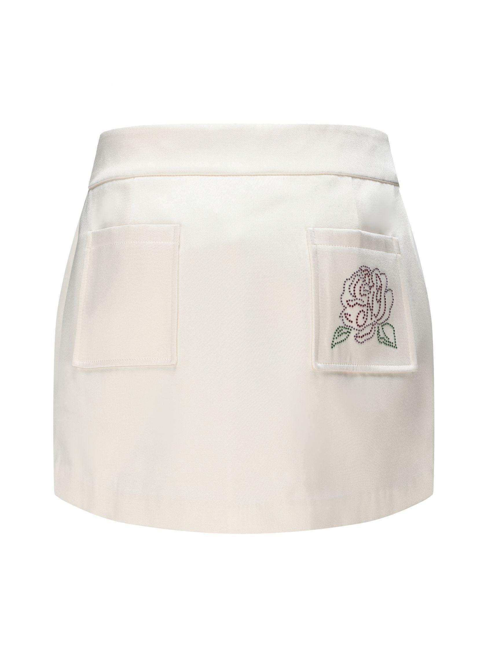 Elle Satin Mini Skirt (White) (Final Sale) product image