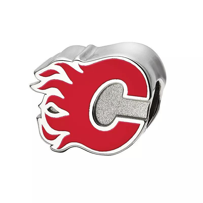 LogoArt Calgary Flames Sterling Silver Enamel Logo Bead, Womens Product Image