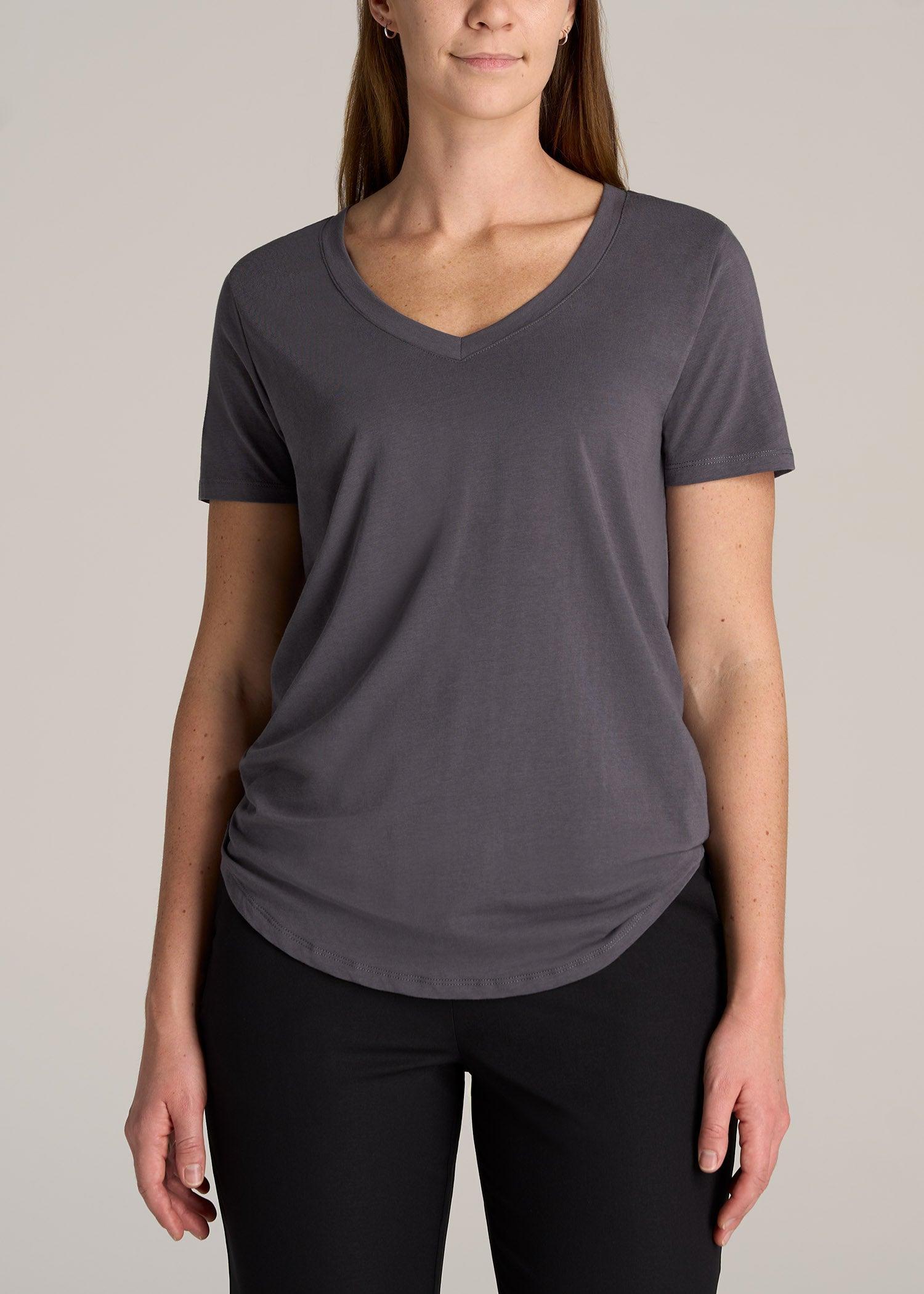 Women's Tall Scoop V-Neck Tee in Charcoal product image