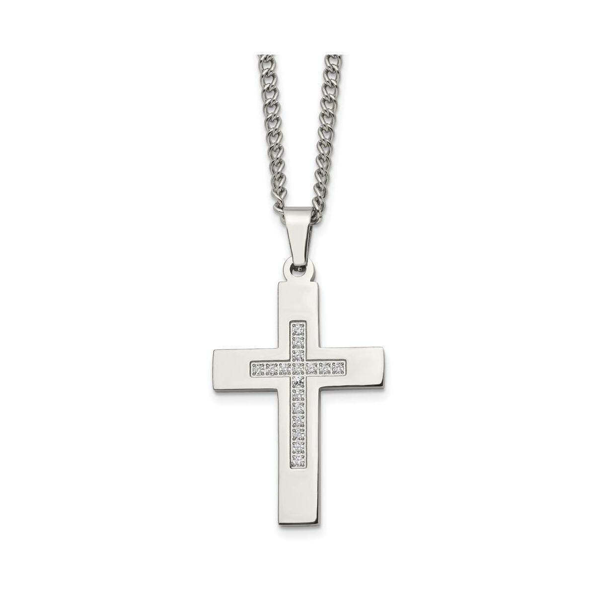 Chisel Polished with Cz Cross Pendant on a Cable Chain Necklace Product Image