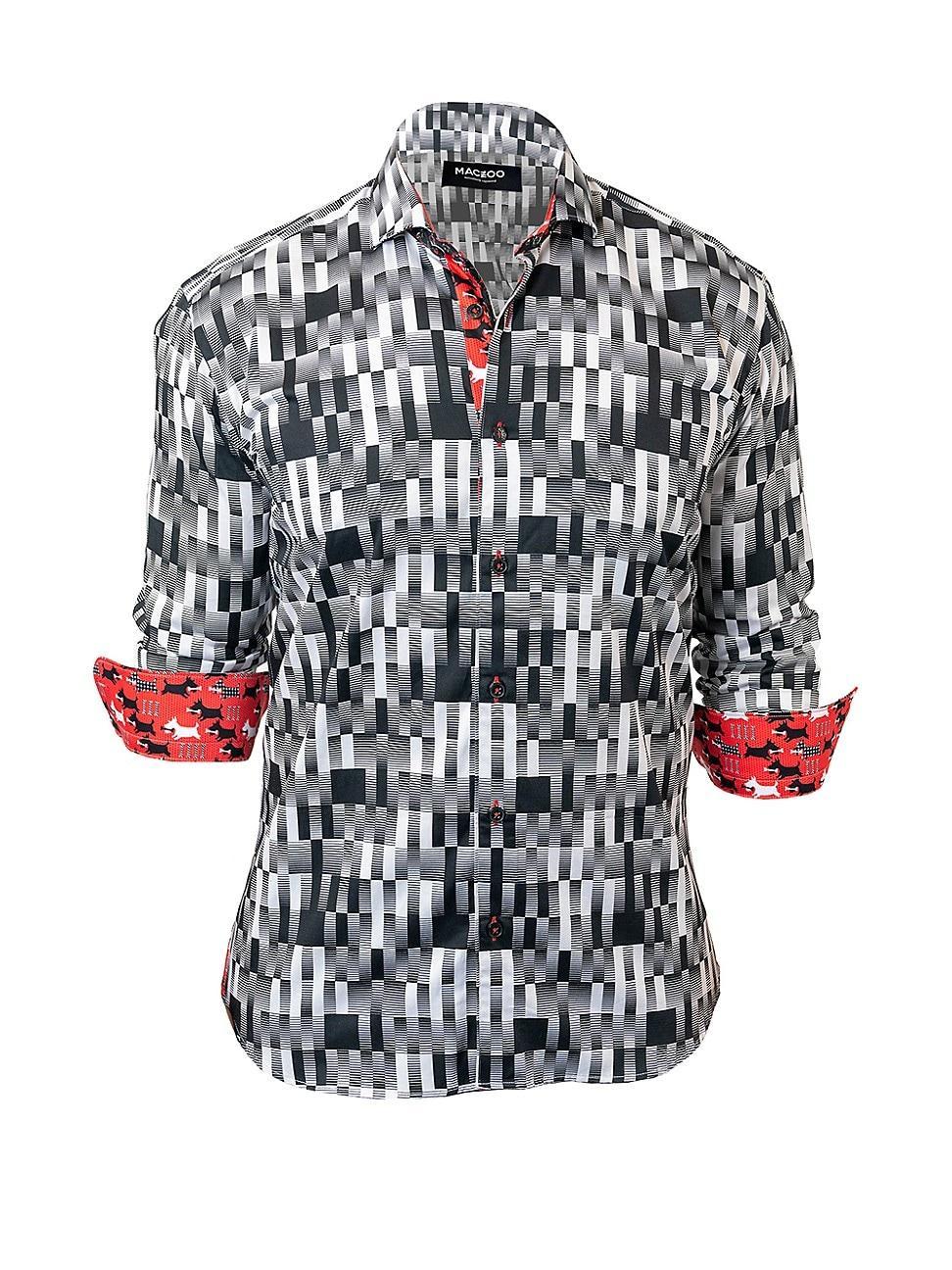 Maceoo Einstein Whitenoise White Contemporary Fit Button-Up Shirt Product Image