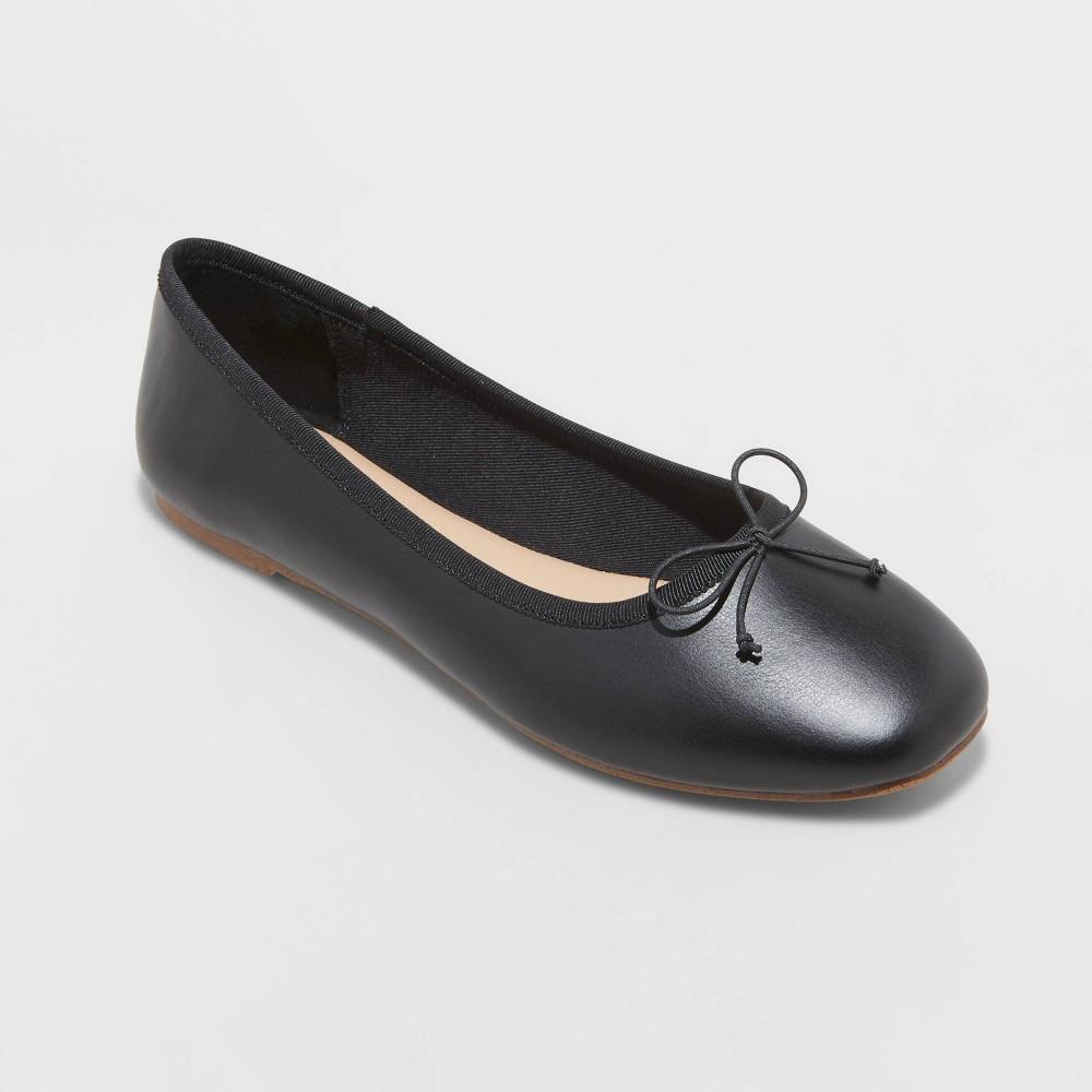 Womens Jackie Ballet Flats with Memory Foam Insole - A New Day Black 6 Product Image