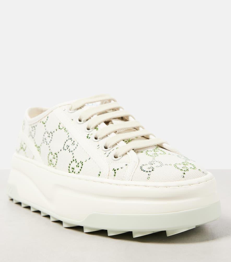 GUCCI Tennis 1977 Gg Crystal Sneakers In White Product Image