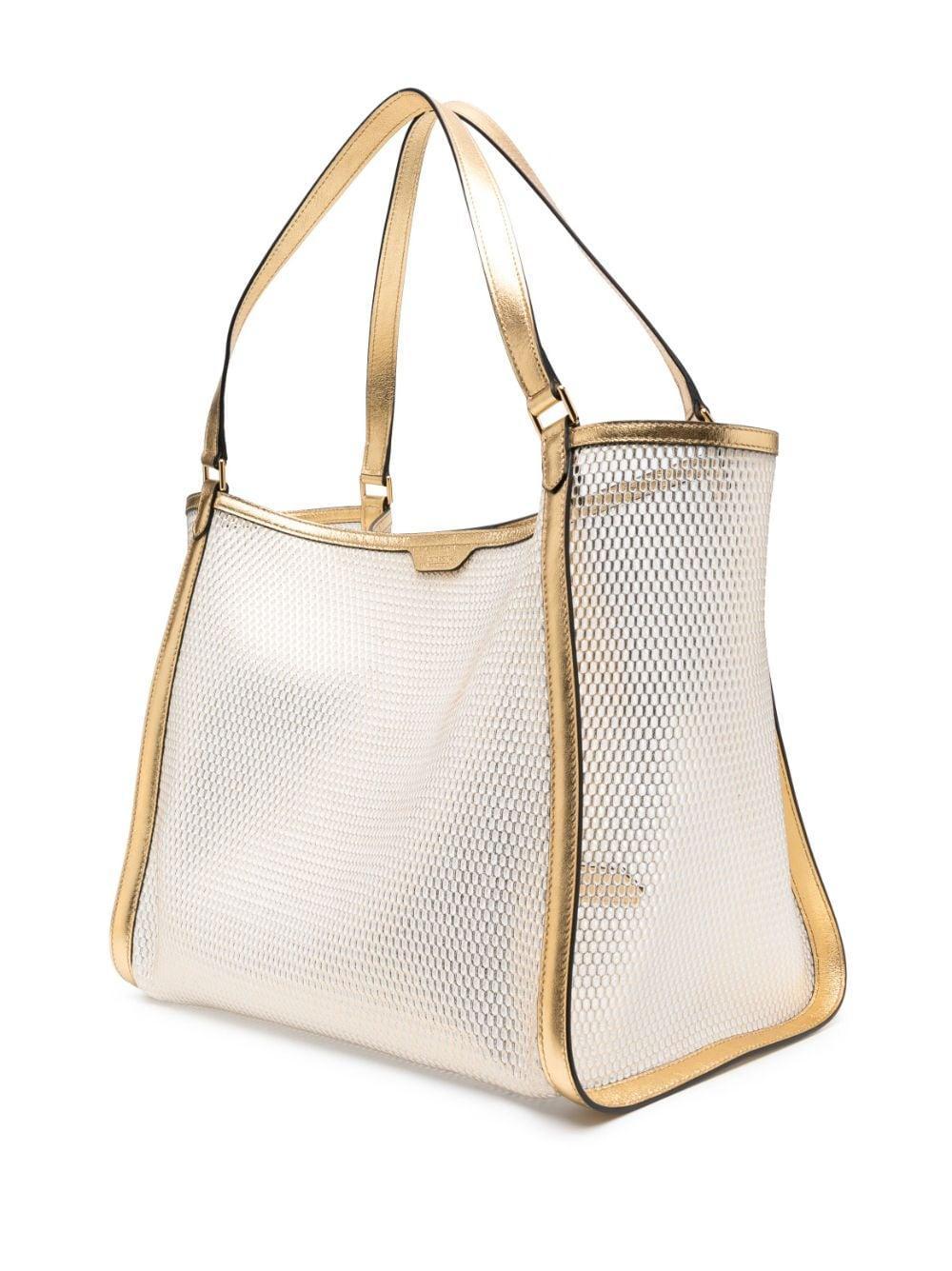 TOM FORD Metallic Mesh Medium Tote Bag In Gold Product Image