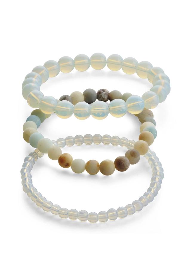 Opalite And Amazonite Beaded Stretch Bracelet Set Product Image