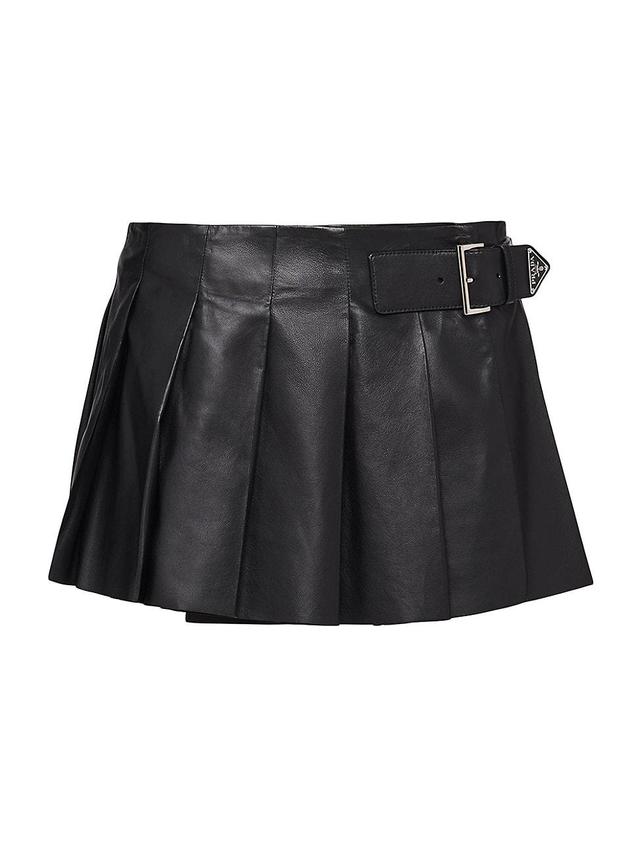 Womens Pleated Leather Skirt Product Image