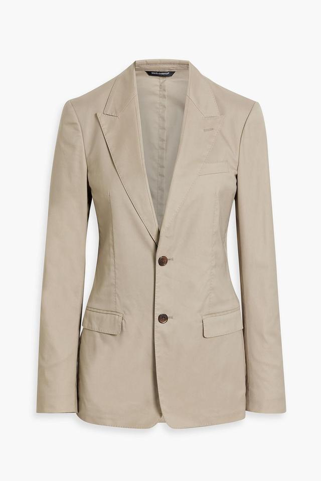 Slim-fit Cotton-blend Twill Blazer In Neutral Product Image