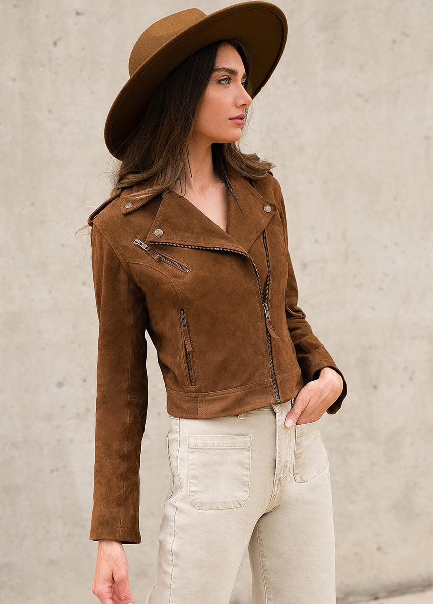 Roxana Leather Jacket in Nutmeg Product Image