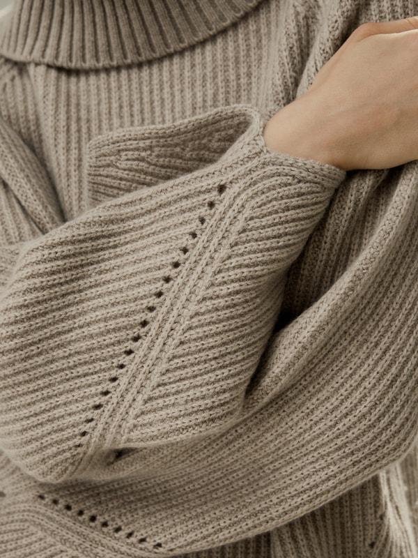 Oversized Merino Wool Sweater with Slit Sleeves Product Image