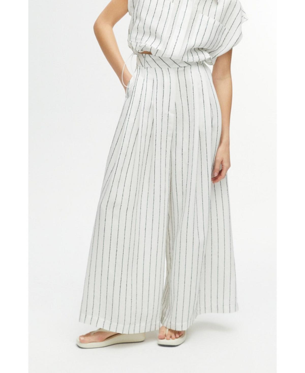 Nocturne Womens Striped Wide Leg Pants Product Image