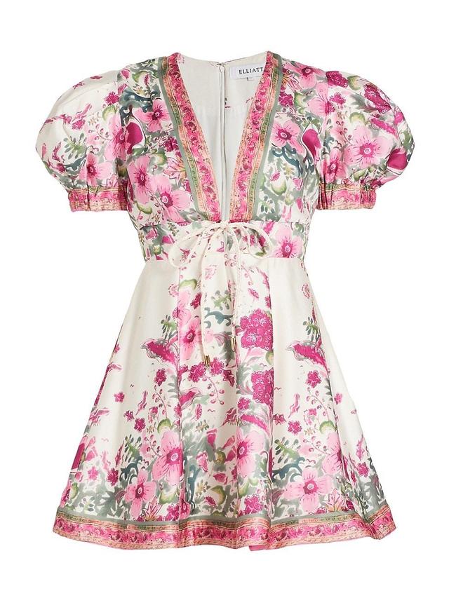 Womens Equator Floral Puff-Sleeve Minidress Product Image