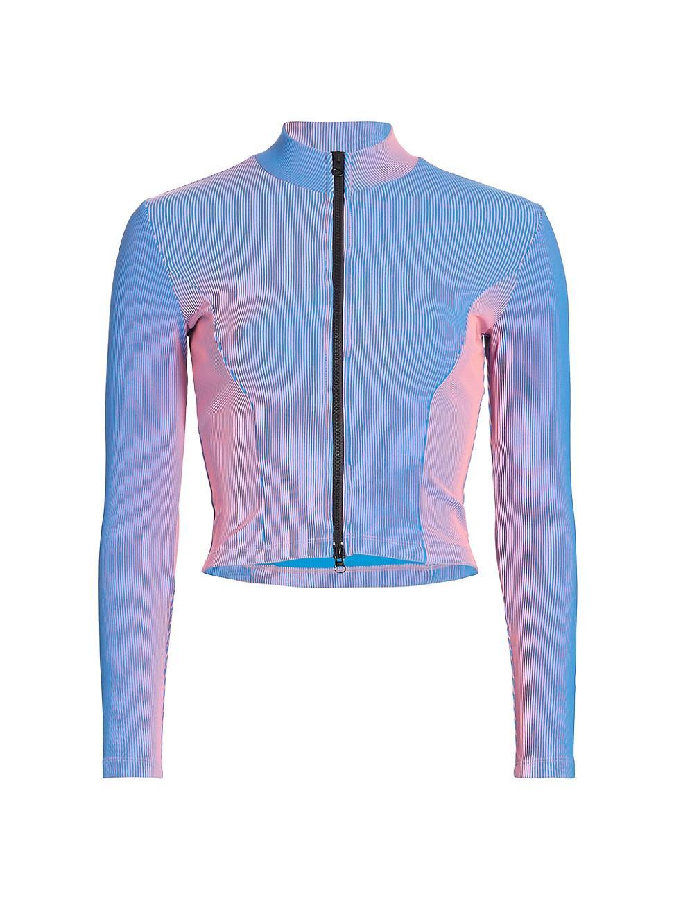 Womens Holographic Zip-Up Top Product Image