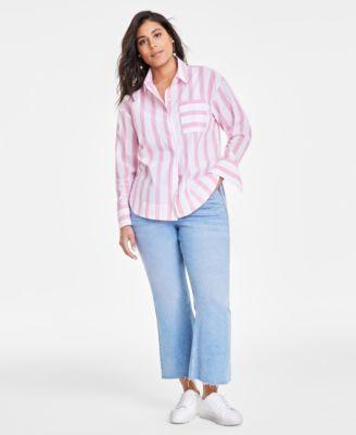 Women's Wide Stripe Relaxed-Fit Shirt, Created for Macy's Product Image