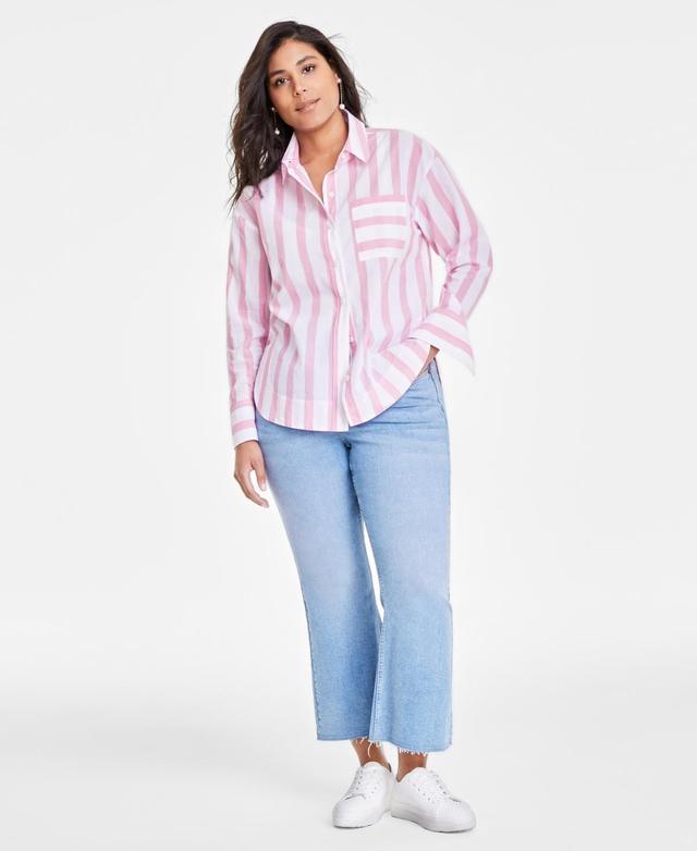 Women's Wide Stripe Relaxed-Fit Shirt, Created for Macy's Product Image