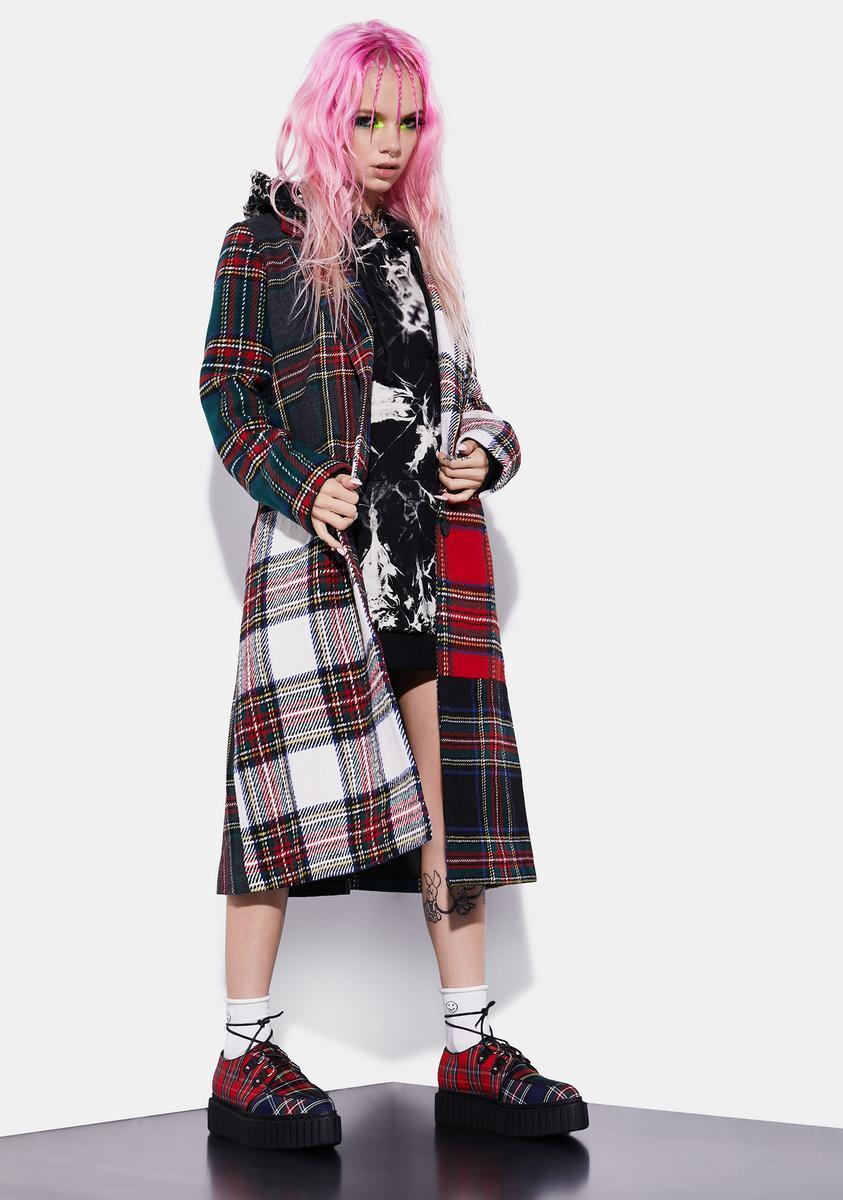 Current Mood Mixed Plaid Coat - Multi Product Image