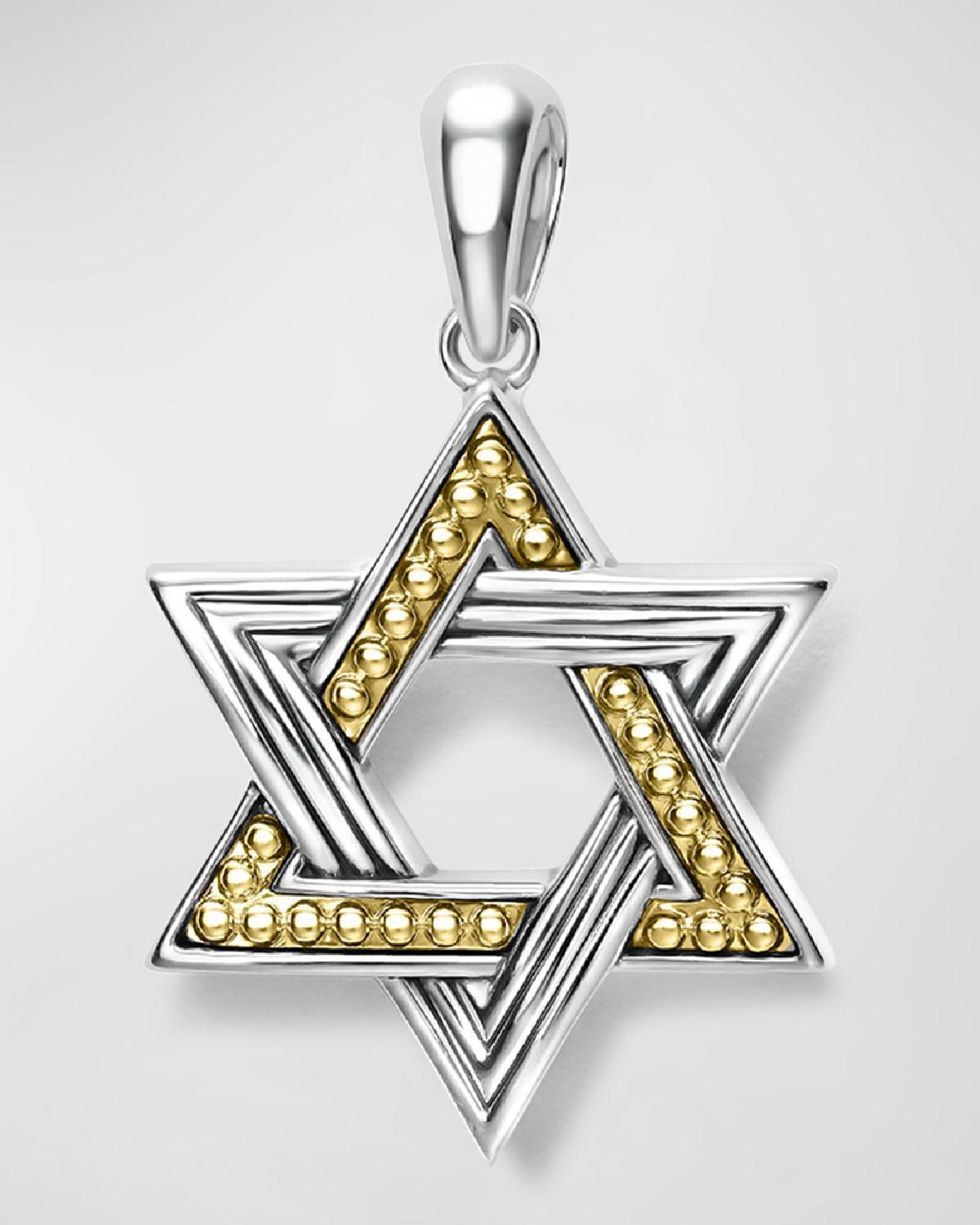 Mens Sterling Silver and 18K Gold Anthem Star of David Pendant, 25mm Product Image