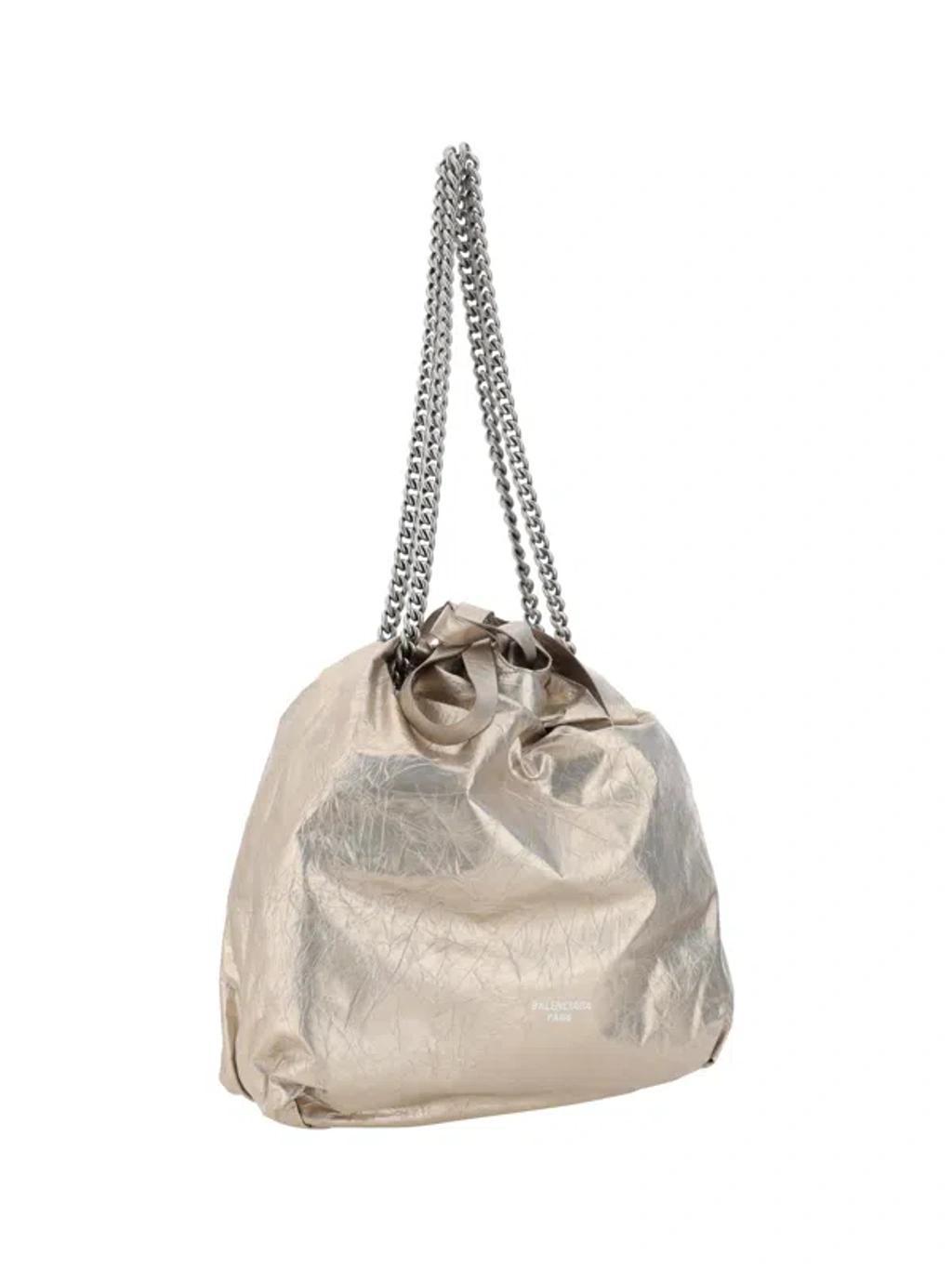 BALENCIAGA Crush Metallic Crinkled-leather Tote In Gold Product Image