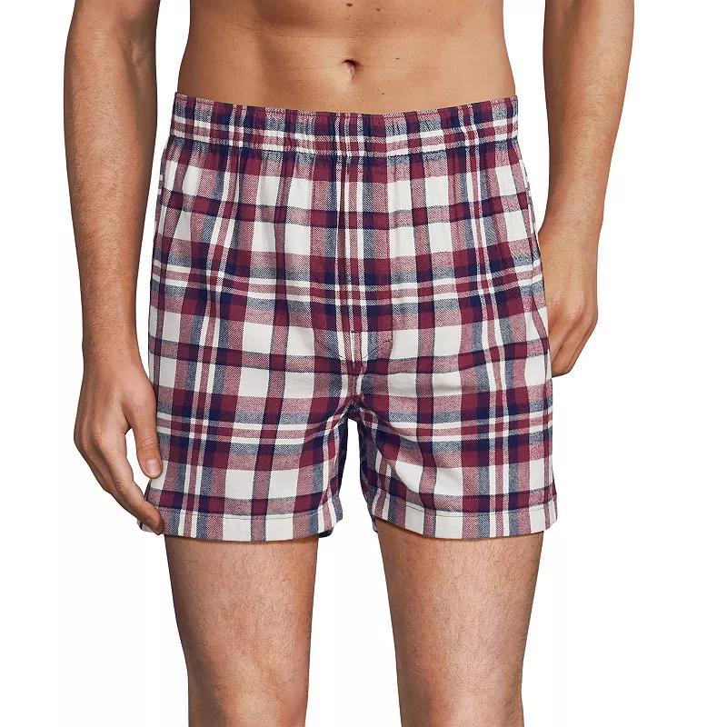 Mens Lands End Classic-Fit Cotton Flannel Boxers Blue Alabaster Plaid Product Image