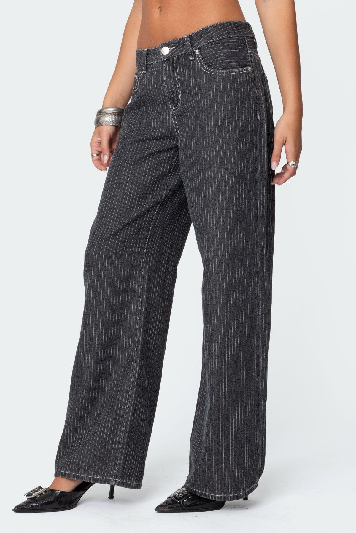 Pinstripe Low Rise Jeans Product Image