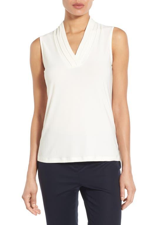 Anne Klein Womens Sleeveless Pleated V-Neck Shell Top Product Image