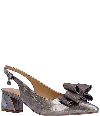 J. Renee Kimma Metallic Patent Bow Slingback Pumps Product Image