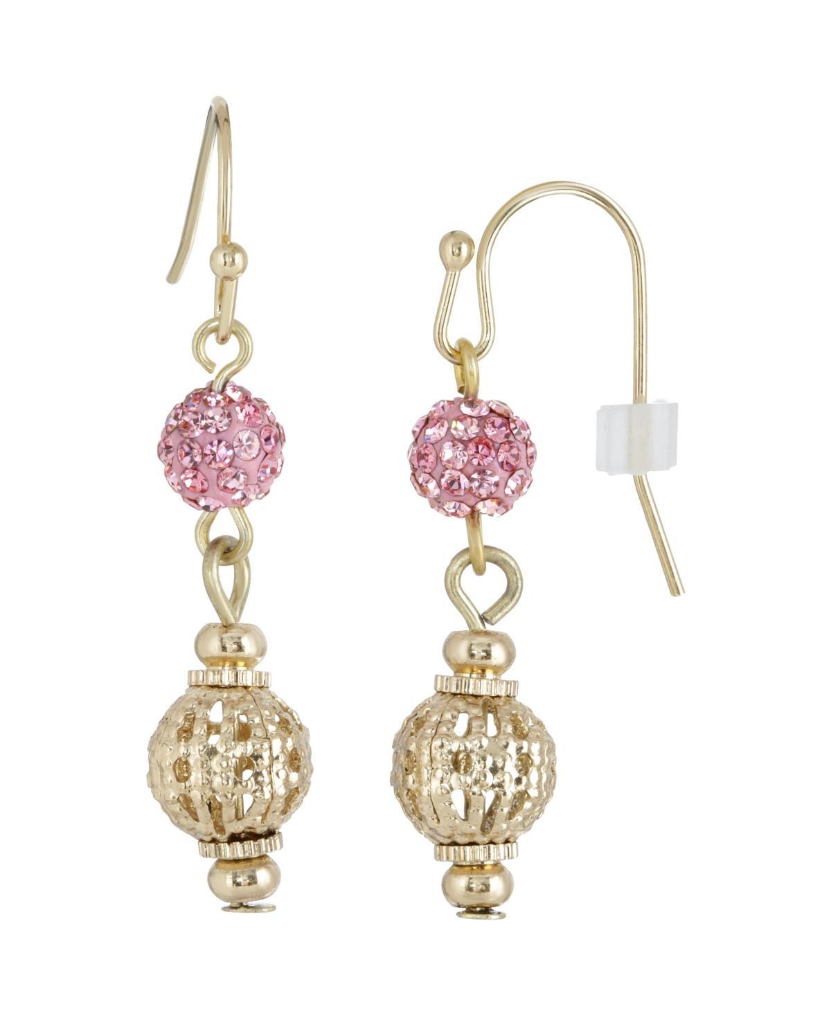 1928 Pink Fireball and Filigree Drop Earrings, Womens Product Image