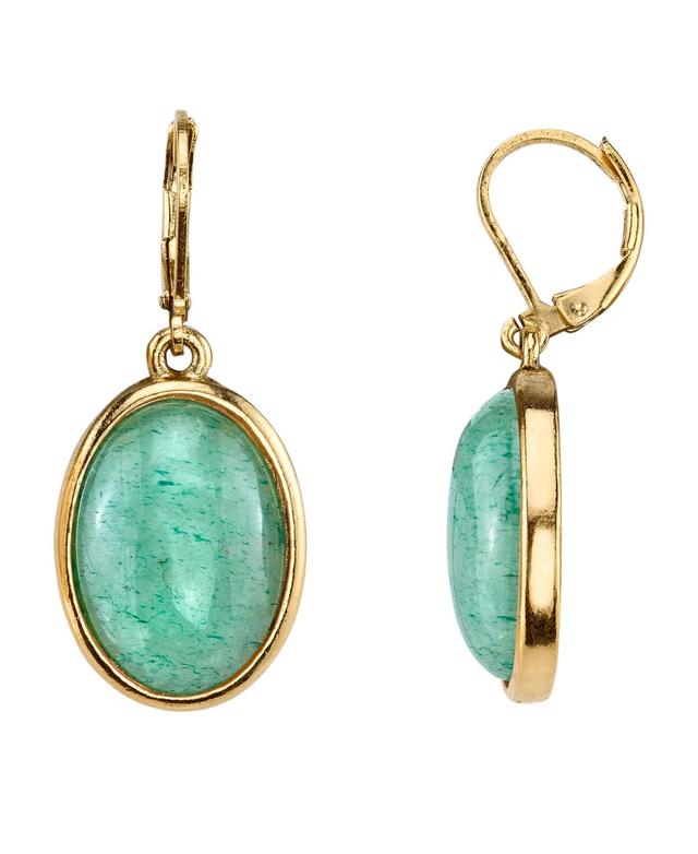 1928 Oval Cabochon Drop Earrings, Womens, Green Product Image