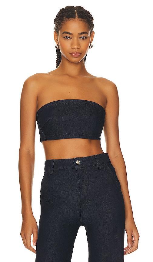 GRLFRND Lilah Denim Tube Top in Blue Product Image