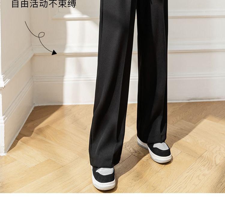 High-Waist Plain Self-Tie Wide-Leg Suit Pants Product Image