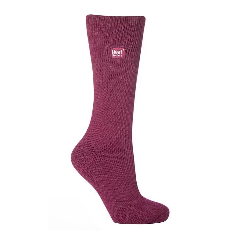 Womens Heat Holders Original 7x Warmer Solid Crew Socks Deep Pink Product Image