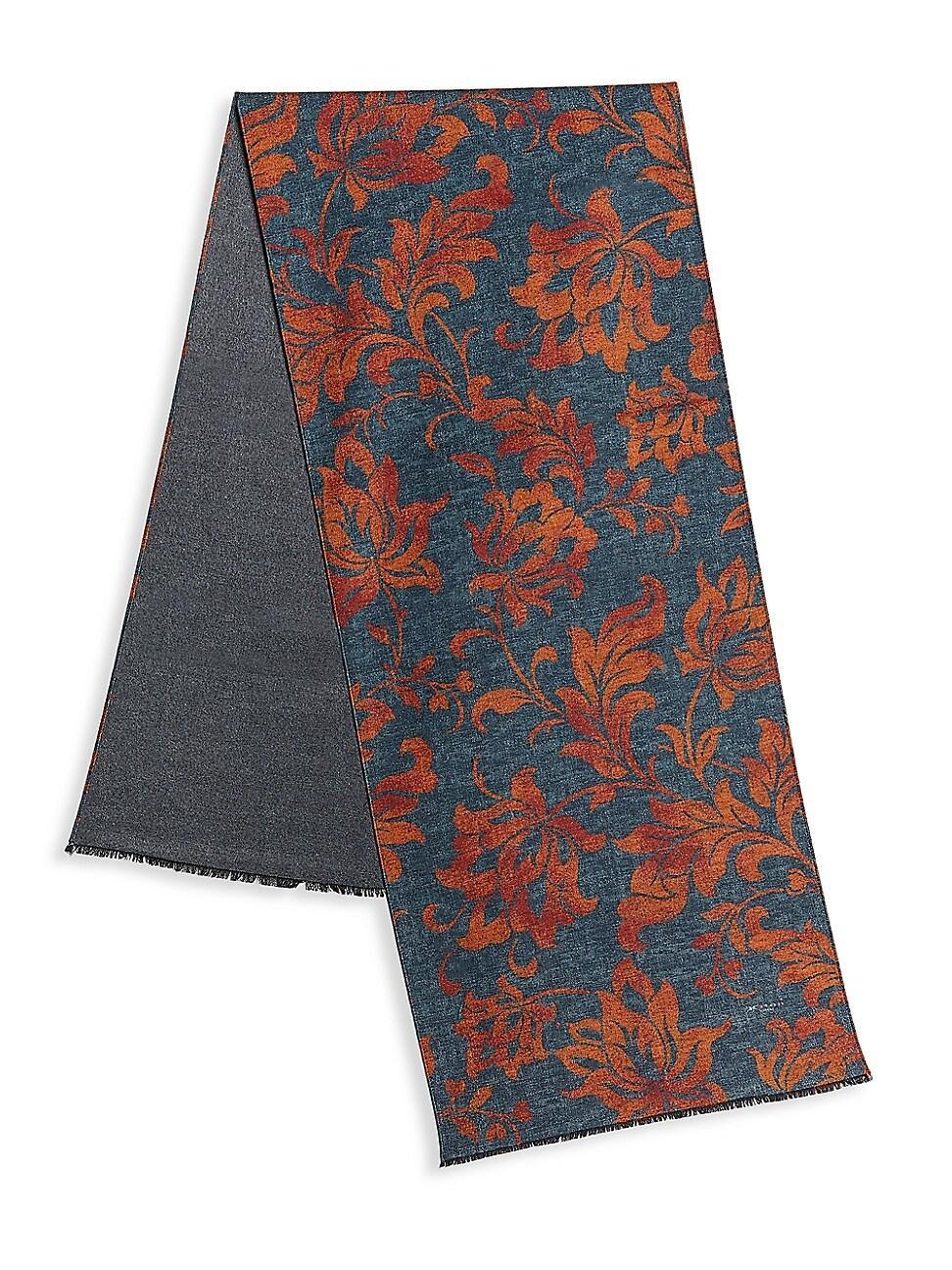 Mens Leaf Print Silk Scarf Product Image