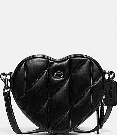 COACH Black Quilted Leather Heart Crossbody Bag Product Image